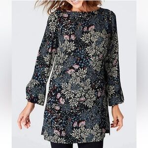 J. Jill Luxurious Midnight Vines Boat-Neck Tunic Top Size Large Floral